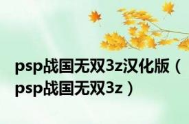 psp战国无双3z汉化版（psp战国无双3z）