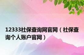 12333社保查询网官网（社保查询个人账户官网）