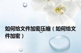 如何给文件加密压缩（如何给文件加密）