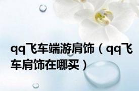 qq飞车端游肩饰（qq飞车肩饰在哪买）