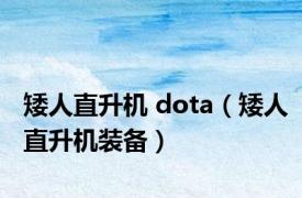 矮人直升机 dota（矮人直升机装备）