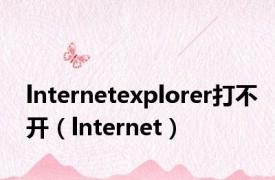 lnternetexplorer打不开（lnternet）