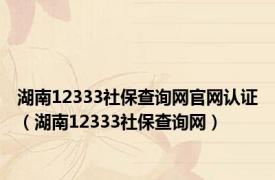 湖南12333社保查询网官网认证（湖南12333社保查询网）