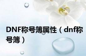 DNF称号簿属性（dnf称号簿）