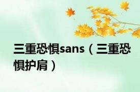 三重恐惧sans（三重恐惧护肩）