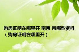 购房证明在哪里开 南京 带哪些资料（购房证明在哪里开）