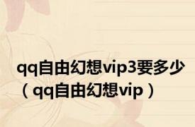 qq自由幻想vip3要多少（qq自由幻想vip）