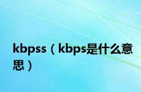 kbpss（kbps是什么意思）