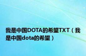 我是中国DOTA的希望TXT（我是中国dota的希望）