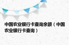 中国农业银行卡查询余额（中国农业银行卡查询）