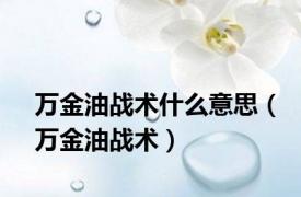 万金油战术什么意思（万金油战术）