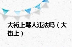 大街上骂人违法吗（大街上）