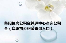 阜阳住房公积金管理中心查询公积金（阜阳市公积金查询入口）