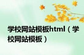 学校网站模板html（学校网站模板）