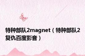 特种部队2magnet（特种部队2复仇百度影音）