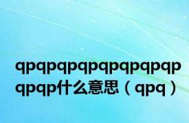 qpqpqpqpqpqpqpqpqpqp什么意思（qpq）