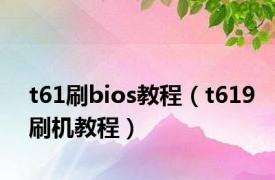 t61刷bios教程（t619刷机教程）