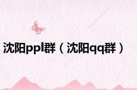 沈阳ppl群（沈阳qq群）