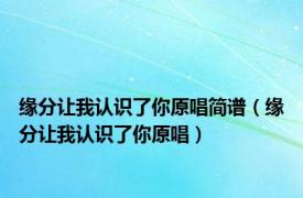 缘分让我认识了你原唱简谱（缘分让我认识了你原唱）