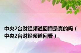 中央2台财经频道回播是真的吗（中央2台财经频道回看）