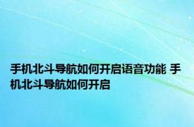 手机北斗导航如何开启语音功能 手机北斗导航如何开启 