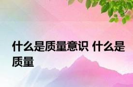 什么是质量意识 什么是质量 