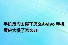 手机反应太慢了怎么办vivo 手机反应太慢了怎么办 