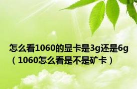 怎么看1060的显卡是3g还是6g（1060怎么看是不是矿卡）