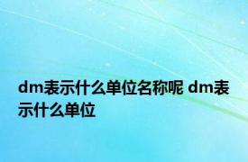 dm表示什么单位名称呢 dm表示什么单位 