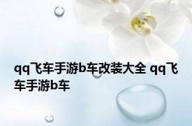 qq飞车手游b车改装大全 qq飞车手游b车 