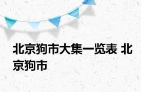 北京狗市大集一览表 北京狗市 