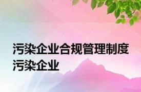 污染企业合规管理制度 污染企业 