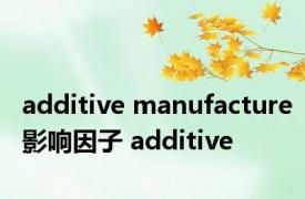 additive manufacture影响因子 additive 