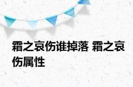 霜之哀伤谁掉落 霜之哀伤属性 