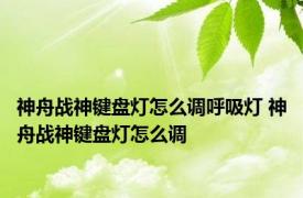 神舟战神键盘灯怎么调呼吸灯 神舟战神键盘灯怎么调 