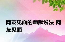 网友见面的幽默说法 网友见面 