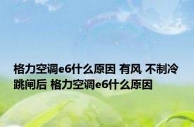 格力空调e6什么原因 有风 不制冷跳闸后 格力空调e6什么原因 