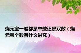 烧元宝一般都是单数还是双数（烧元宝个数有什么讲究）