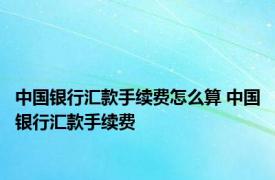 中国银行汇款手续费怎么算 中国银行汇款手续费 