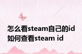 怎么看steam自己的id 如何查看steam id