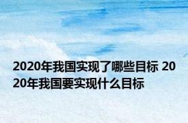 2020年我国实现了哪些目标 2020年我国要实现什么目标