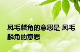 凤毛麟角的意思是 凤毛麟角的意思 