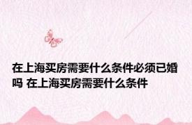 在上海买房需要什么条件必须已婚吗 在上海买房需要什么条件 