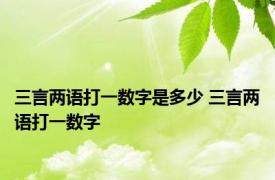 三言两语打一数字是多少 三言两语打一数字 