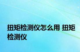 扭矩检测仪怎么用 扭矩检测仪 