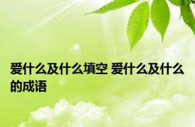 爱什么及什么填空 爱什么及什么的成语