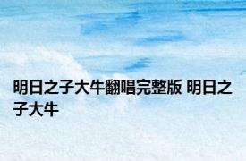 明日之子大牛翻唱完整版 明日之子大牛 