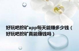 好玩吧挖矿app每天能赚多少钱（好玩吧挖矿真能赚钱吗）