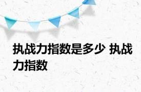 执战力指数是多少 执战力指数 