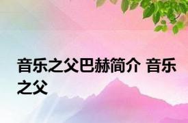 音乐之父巴赫简介 音乐之父 